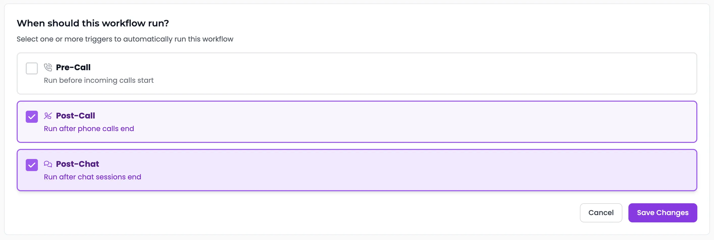 Editing triggers from within a workflow